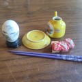 Oriental lot - includes miniature Arita teapot set, hand painted egg shell and more.