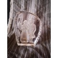 A gorgeous Hovmantorp deep etched glass/crystal paperweight.