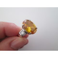 LOVELY STIRLING SILVER YELLOW  TOURMALINEAND DIAMONDS OR CUBIC SECONIA NOT SURE