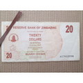 ZIMBABWE - . 20 DOLLARS BEARER CHEQUE 2007 LOVELY CONDITION - AC 7913934