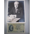 SIGNED / AUTOGRAPH PHOTO GOVERNOR GERHARD DE KOCK & R2 RAND BANK NOTE SEE MORE