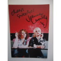AUTOGRAPHED SIGNED - JOANNA LUMLEY - ABSOLUTLY FABULOUS POSTCARD SIZE AND THANK YOU CARD