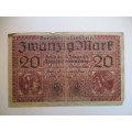 GERMANY - REICHS BANK NOTE - 1918  20 MARK