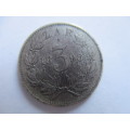 SOUTH AFRICA  - LOVELY PAUL KRUGER 3 PENCE OR TICKY 1896