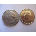 TWO LOVELY USA QUATER DOLLARS -  1991 - 1986