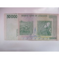LOVELY ZIMBABWE  50 000 BANK NOTE AB 4244992 2008