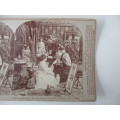 VICTORIAN - STEREOSCOPE CARD -  1800`S -  ADMIRING  THE WEDDING PRESENTS ....