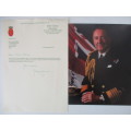 AUTOGRAPHED SIGNED / ADMIRAL SIR GEORGE ZAMBELLAS AND LETTER A4