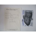 AUTOGRAPHED / SIGNED - EARL CAMERON - JAMES BOND AND HAND WRITTEN  LETTER