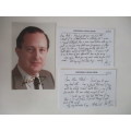 AUTOGRAPHED / SIGNED - PETER CELLIER -  AND 2 HAND WRITTEN LETTERS