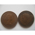 SOUTH AFRICA TWO HALFPENNIES -  1963 -  1945   (16)