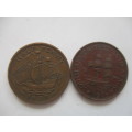 SOUTH AFRICA - TWO HALF PENNIES -  1952  -  1957   (12)