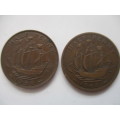 SOUTH AFRICA - TWO HALF PENNIES -  1941 -  1954 (11)