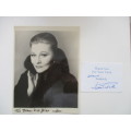 AUTOGRAPHED / SIGNED - JOAN FONTAINE  - A4 SIZE AND THANK YOU CARD