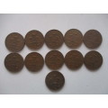 GREAT BRITAIN - 2 NEW PENCE  1971  -  11 COINS