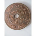 RHODESIA AND NYASALAND -  1963  -  ONE PENNY