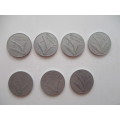 ITALY  10 LIRA  X 7  COINS PLOUGH AND WHEAT - VARIOUS YEARS FROM 1952