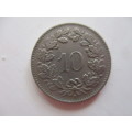SWITZERLAND -  10 RAPPEN   1943 COIN