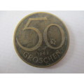 AUSTRIA  -  50 GROSCHEN COIN  1962