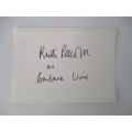 AUTOGRAPHED / SIGNED - RUTH RENDALL AS BARBRA VINE PHOTO LETTER AND BOOK PLATES