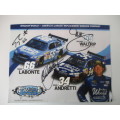 AUTOGRAPHED / SIGNED - JOHN ANDRETTI  AND PRINTED AUTOGRAPH BOTH A4 SIZE