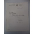 AUTOGRAPHED / SIGNED - ERIK NIELSEN -  DEPUTY PRIME MINISTER  OF CANADA AND LETTER A4