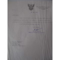 AUTOGRAPHED / SIGNED - NARONG WONGWAN PAST MINISTER OF THAILAND