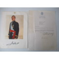 PRINTED AUTOGRAPH KING CARLOS JUAN OF SPAIN AND LETTER A4 SIZE