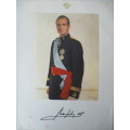 PRINTED AUTOGRAPH KING CARLOS JUAN OF SPAIN AND LETTER A4 SIZE
