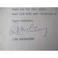 AUTOGRAPHED / SIGNED  LORD QUEENSBERRY