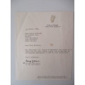 AUTOGRAPHED / SIGNED - DR. GARRET FITZGERALD THE TAOISEACH  AND LETTER