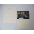 AUTOGRAPHED / SIGNED - LORD CARRINGTON  CARD NOTE AND PHOTOGRAPH