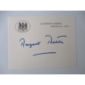 CARD PRINTED AUTOGRAPH MARGARET THATCHER FORMER PRIME MINISTER THE UK
