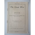 ANTIQUE SPEECH THE GREAT WAR BY DAVID LLOYD GEORGE MP  1914