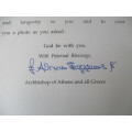 AUTOGRAPHED / SIGNED - ARCHBISHOP LERONYMOS II OF ATHENS AND GREECE