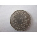 SWITZERLAND -  10 RAPPEN  COIN -  1962
