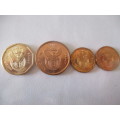 SOUTH AFRICA - LOT OF 4 PROOF LIKE COINS - 20c 2020 - 5c 2009 - 10c 2014 10c 2008