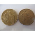 SOUTH AFRICA  - 50c x2 coins  CRICKET AND SOCCER - 2003-2002  (4)