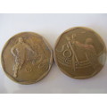 SOUTH AFRICA - 50c COINS - X2 CRICKET AND SOCCER COINS  - 2002 -2003  (6)