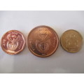 SOUTH AFRICA -  THREE COPPERS UNC CONDITION  10c 2000 - 10c 2019 -  5c 2010