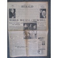 VINTAGE NEWSPAPER - EASTERN PROVINCE HERALD - WORLD MOURNS CHURCHILL - 1965