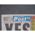 VINTAGE NEWSPAPER - EVENING POST - YES  LANDSLIDE VICTORY   - 1992
