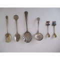 LOT OF SUGAR AND MUSTARD SPOONS -  6 PIECES