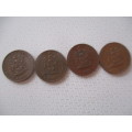 SOUTH AFRICA 1/2c X 4 - 1970 COINS
