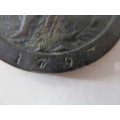 GREAT BRITAIN - ERROR CARTWHEEL PENNY -  1797 - PART OF 7 MISSING IN THE YEAR