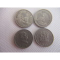SOUTH AFRICA - LOT OF 4 DIFFERENT 5c COINS - 1967 -  1976 -  1982 - 1983 (25)
