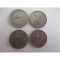 SOUTH AFRICA - LOT OF 4 DIFFERENT 5c COINS - 1967 -  1976 -  1982 - 1983 (25)