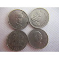 SOUTH AFRICA - LOT OF 4 DIFFERENT 5c COINS - 1969 -  1976 -  1982 - 1988 (22)