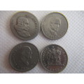 SOUTH AFRICA - LOT OF 4 DIFFERENT 5c COINS - 1965 -  1976 -  1982 - 1988 (14)