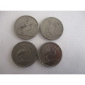 SOUTH AFRICA - LOT OF 4 DIFFERENT 5c COINS - 1965 -  1976 -  1982 - 1988 (14)